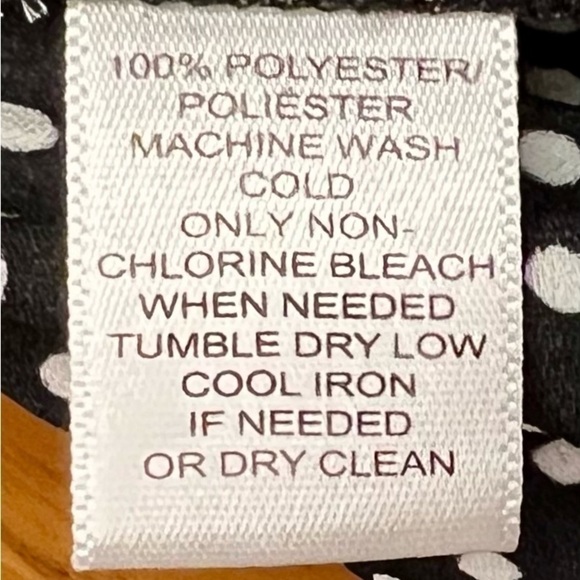 Loft Blk Babydoll Top w/ Wht Dot Pattern & Button Front, Sz XS - Picture 6 of 6